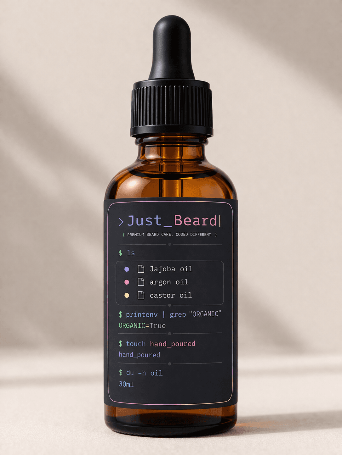 Just_Beard organic beard oil bottle